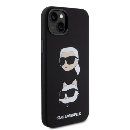 Futrola za Apple iPhone 15 Plus, Karl Lagerfeld, Silikonska Karl & Choupette's Heads, Crna