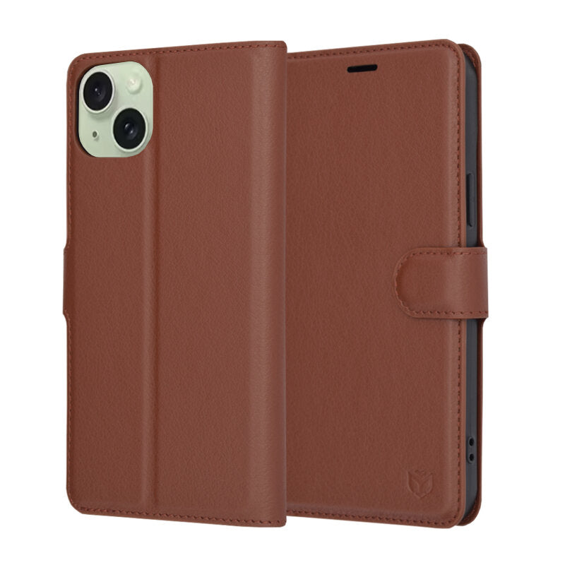 Futrola za Apple iPhone 15 Plus, Techsuit, Leather Folio, Smeđa