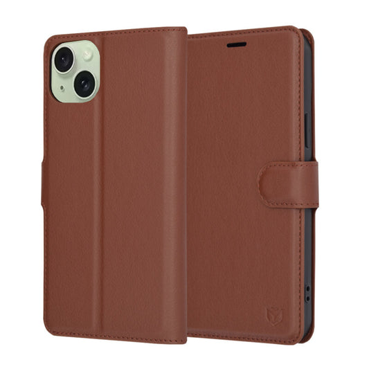 Futrola za Apple iPhone 15 Plus, Techsuit, Leather Folio, Smeđa