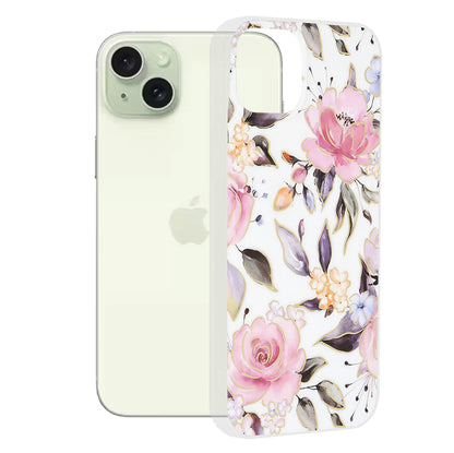 Maska za Apple iPhone 15 Plus, Techsuit, Mramor, Bijela