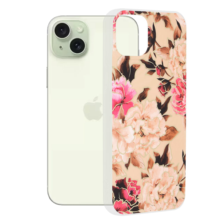 Maska za Apple iPhone 15 Plus, Techsuit, Mramor, Bež