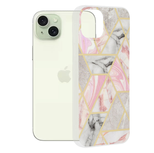 Maska za Apple iPhone 15 Plus, Techsuit, Marble, Roza