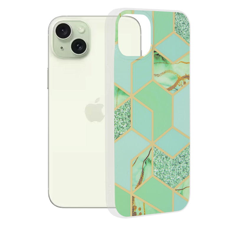 Maska za Apple iPhone 15 Plus, Techsuit, Marble, Zelena