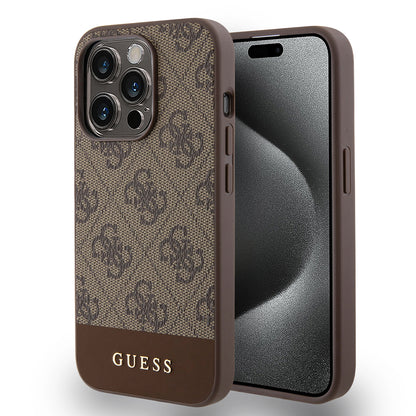 Futrola za Apple iPhone 15 Pro, Guess, 4G Stripe, Smeđa