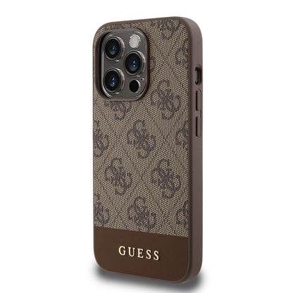 Futrola za Apple iPhone 15 Pro, Guess, 4G Stripe, Smeđa