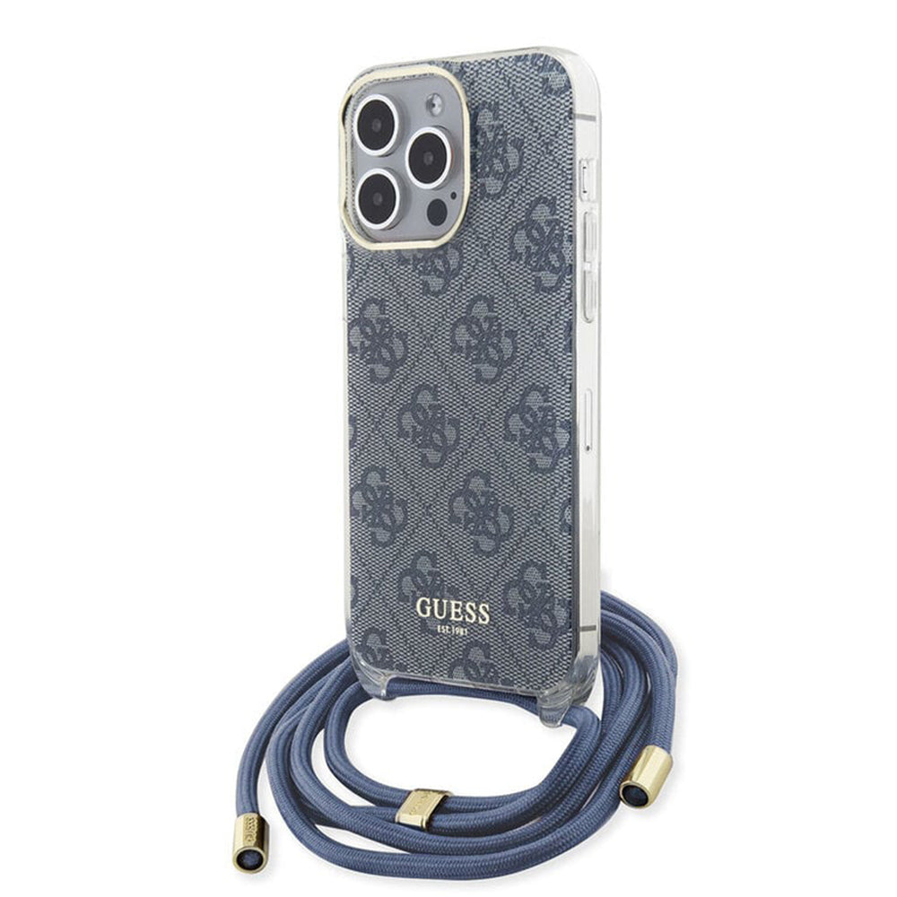 Futrola za Apple iPhone 15 Pro, Guess, Crossbody Cord 4G Print, Plava