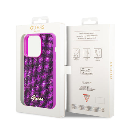 Futrola za Apple iPhone 15 Pro, Guess, Disco Metal Script, Fuksija