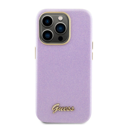 Futrola za Apple iPhone 15 Pro, Guess, Glitter Glossy Script, Svijetlo Ljubičasta