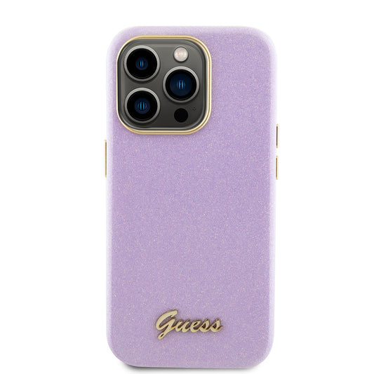 Futrola za Apple iPhone 15 Pro, Guess, Glitter Glossy Script, Svijetlo Ljubičasta