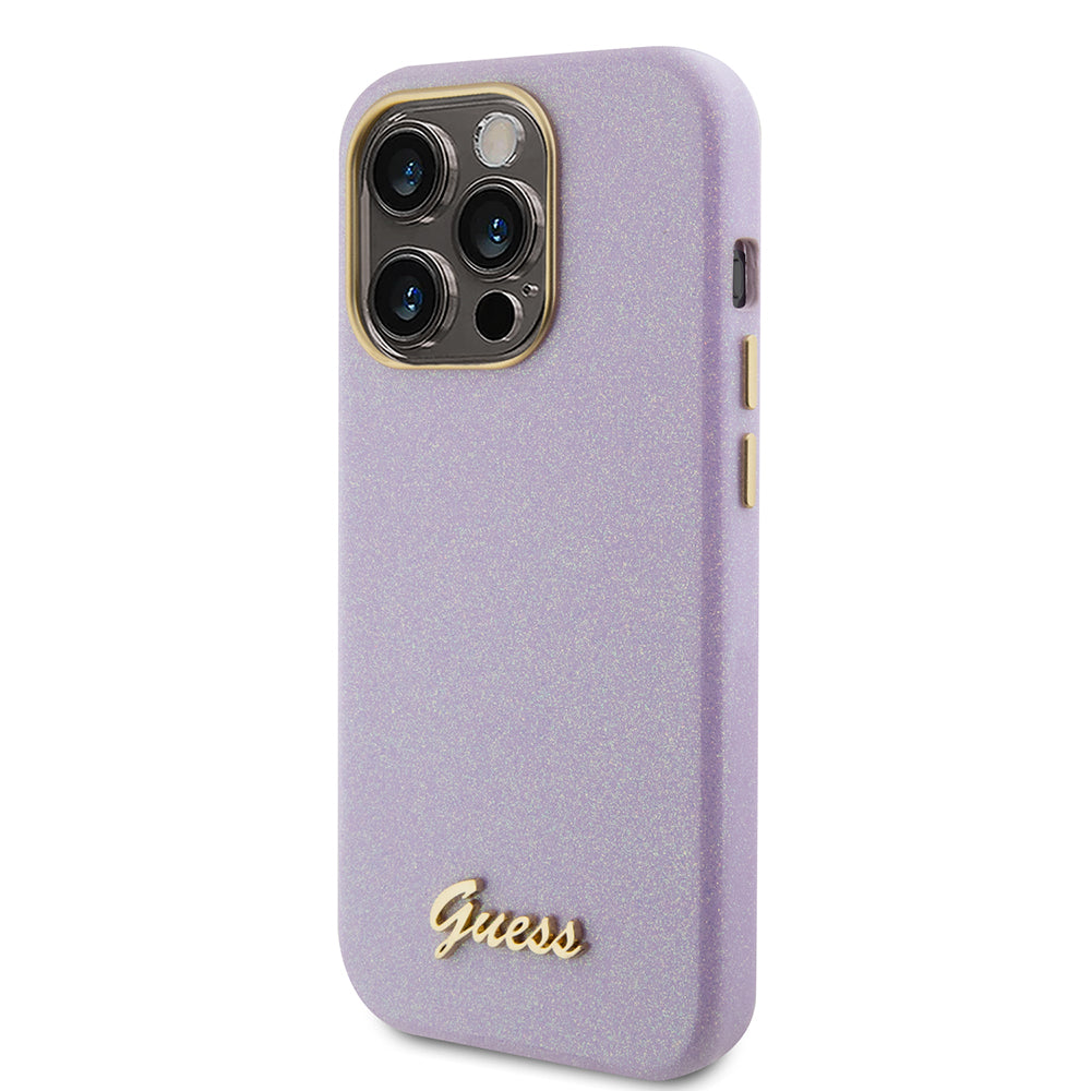 Futrola za Apple iPhone 15 Pro, Guess, Glitter Glossy Script, Svijetlo Ljubičasta