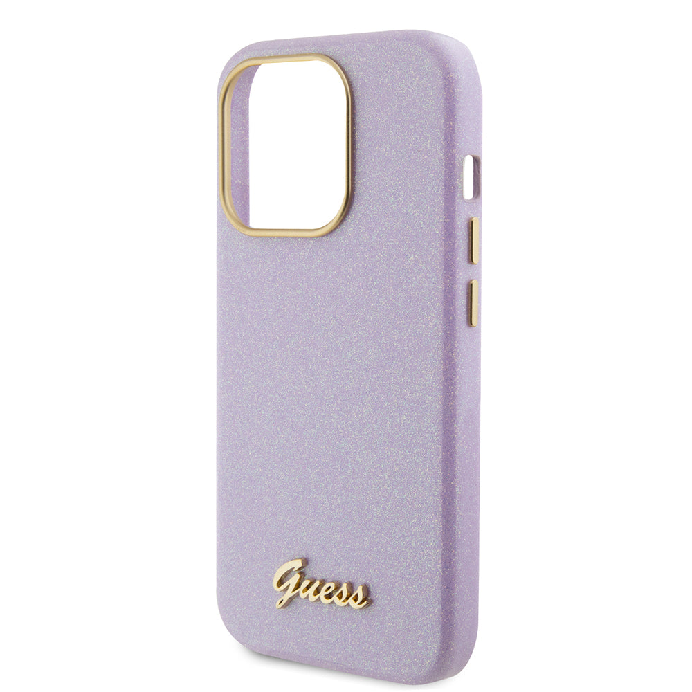 Futrola za Apple iPhone 15 Pro, Guess, Glitter Glossy Script, Svijetlo Ljubičasta