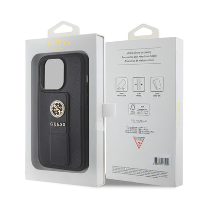Futrola za Apple iPhone 15 Pro, Guess, Grip Stand 4G Saffiano Strass, Crna