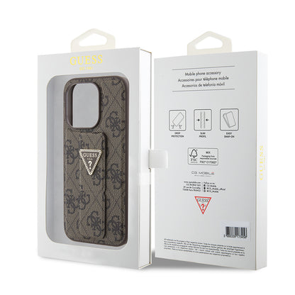 Futrola za Apple iPhone 15 Pro, Guess, Grip Stand 4G Triangle Strass, Smeđa