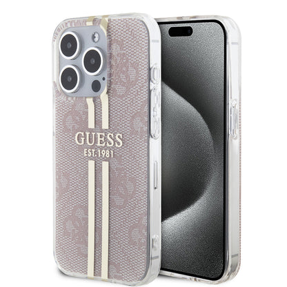 Futrola za Apple iPhone 15 Pro, Guess, IML 4G Gold Stripe, Roza