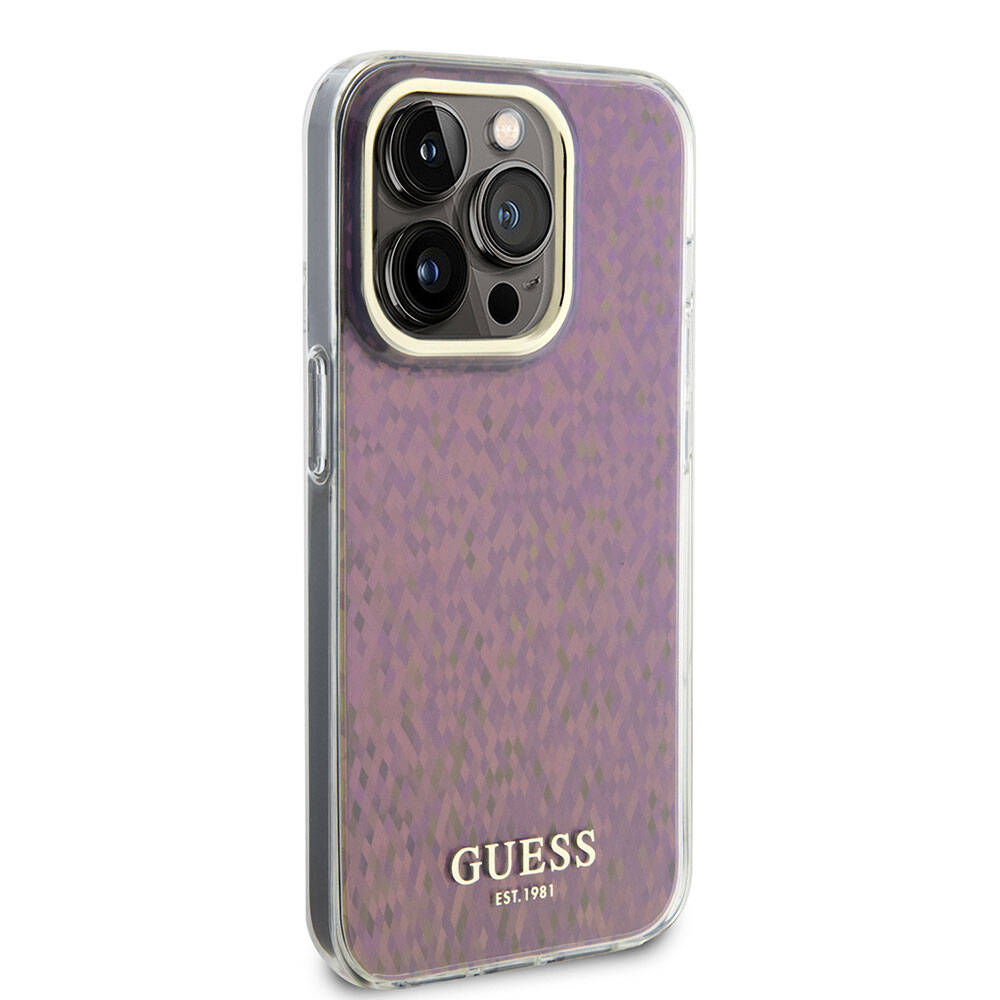 Futrola za Apple iPhone 15 Pro, Guess, IML Faceted Mirror Disco Iridescent, Roza