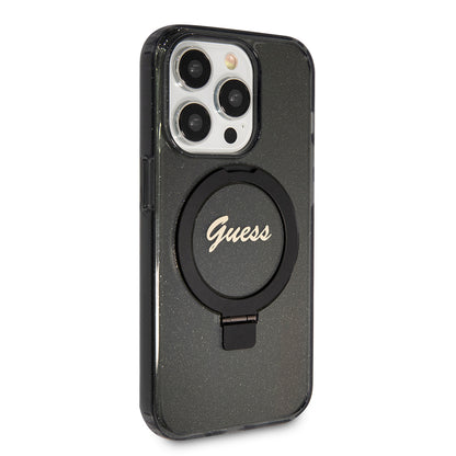 Futrola MagSafe za Apple iPhone 15 Pro, Guess, IML Ring Stand Glitter, Crna