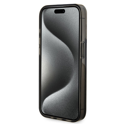 Futrola za Apple iPhone 15 Pro, Guess, Liquid Glitter Gold Stripe, Crna