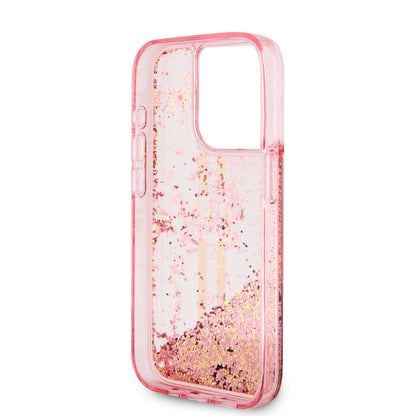 Futrola za Apple iPhone 15 Pro, Guess, Liquid Glitter Gold Stripes, Roza