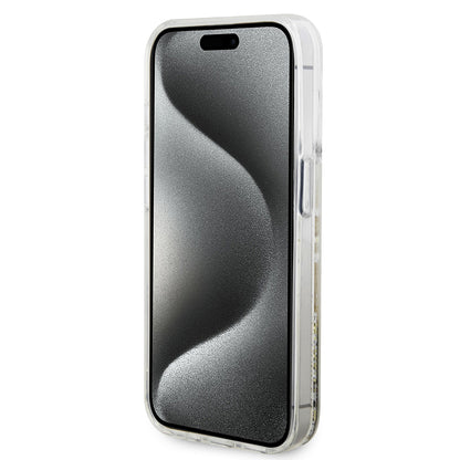 Futrola za Apple iPhone 15 Pro, Guess, Liquid Glitter Gold Stripes, Prozirna