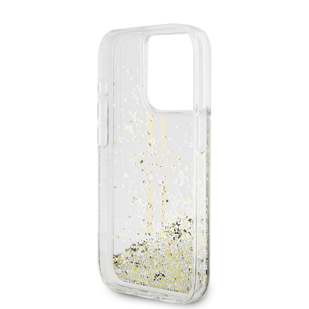 Futrola za Apple iPhone 15 Pro, Guess, Liquid Glitter Gold Stripes, Prozirna