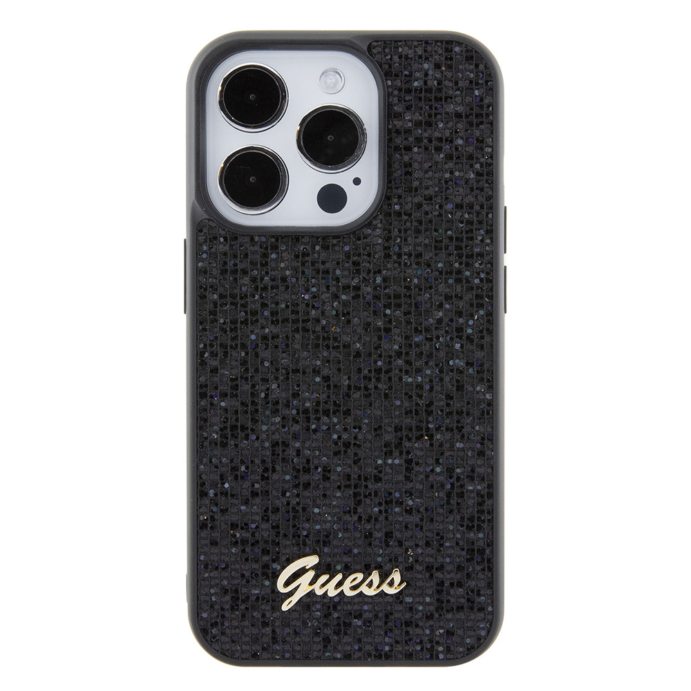 Futrola za Apple iPhone 15 Pro, Guess, PU Square Mirror Script Logo, Crna GUHCP15LPMSDGSK