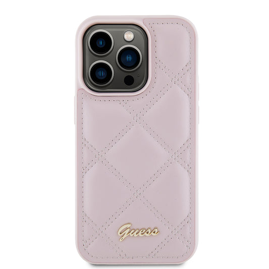 Futrola za Apple iPhone 15 Pro, Guess, Quilted Metal Logo, Roza