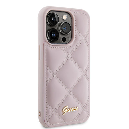 Futrola za Apple iPhone 15 Pro, Guess, Quilted Metal Logo, Roza