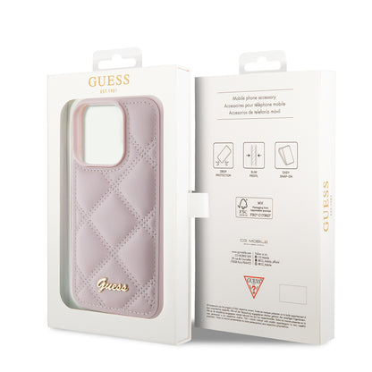Futrola za Apple iPhone 15 Pro, Guess, Quilted Metal Logo, Roza