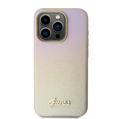 Futrola za Apple iPhone 15 Pro, Guess, Saffiano Iridescent Script, Zlatna