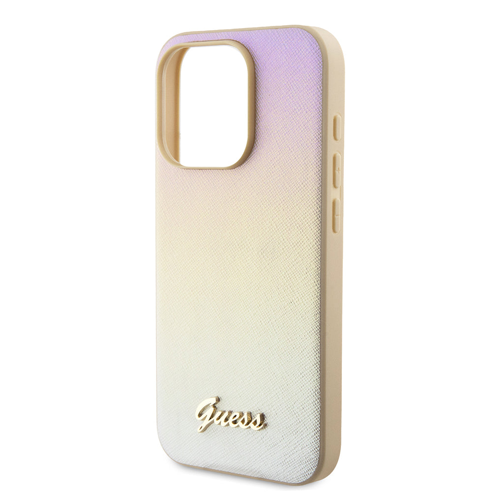 Futrola za Apple iPhone 15 Pro, Guess, Saffiano Iridescent Script, Zlatna