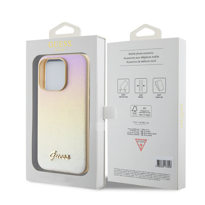 Futrola za Apple iPhone 15 Pro, Guess, Saffiano Iridescent Script, Zlatna
