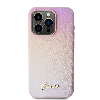 Futrola za Apple iPhone 15 Pro, Guess, Saffiano Iridescent Script, Roza