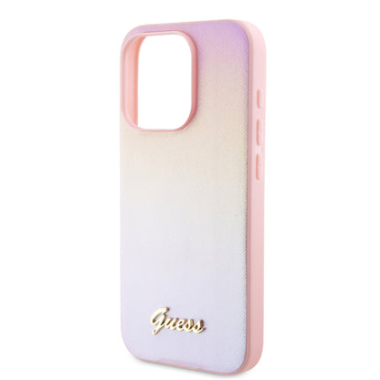 Futrola za Apple iPhone 15 Pro, Guess, Saffiano Iridescent Script, Roza