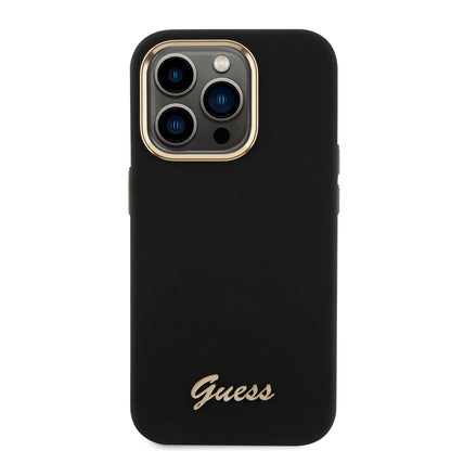 Futrola za Apple iPhone 15 Pro, Guess, Script Metal Logo & Frame, Crna