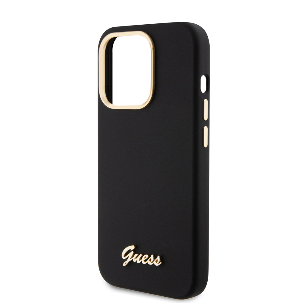 Futrola za Apple iPhone 15 Pro, Guess, Script Metal Logo & Frame, Crna