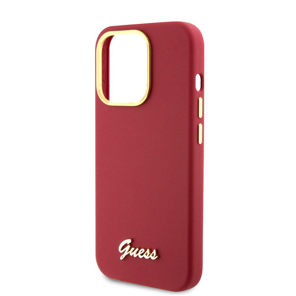 Futrola za Apple iPhone 15 Pro, Guess, Script Metal Logo & Frame, Ružičasta