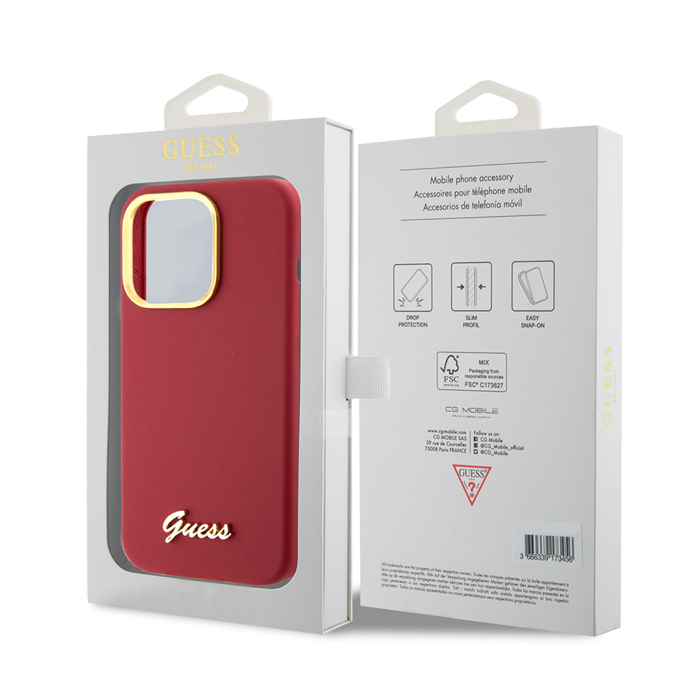 Futrola za Apple iPhone 15 Pro, Guess, Script Metal Logo & Frame, Ružičasta