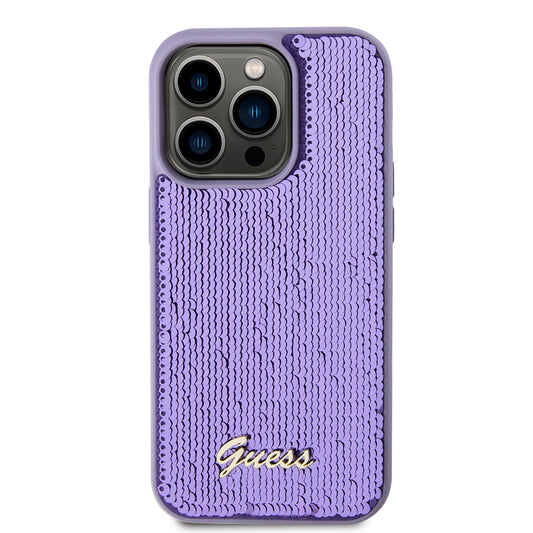 Futrola za Apple iPhone 15 Pro, Guess, Sequin Script Metal, Ljubičasta