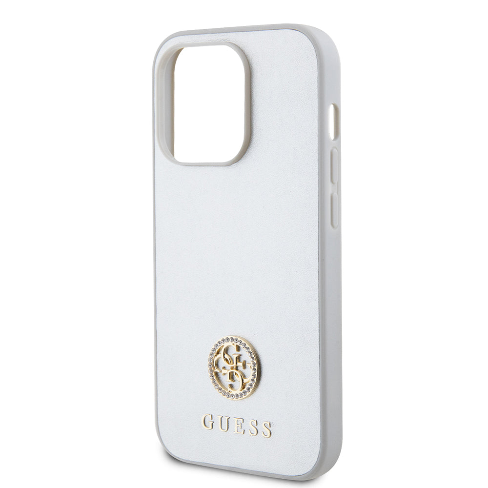 Futrola za Apple iPhone 15 Pro, Guess, Strass Metal Logo, Srebrna