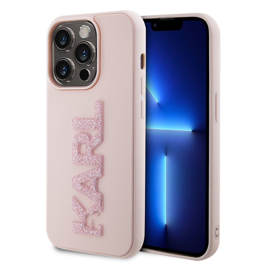 Futrola za Apple iPhone 15 Pro, Karl Lagerfeld, 3D Rubber Glitter Logo Karl, Roza