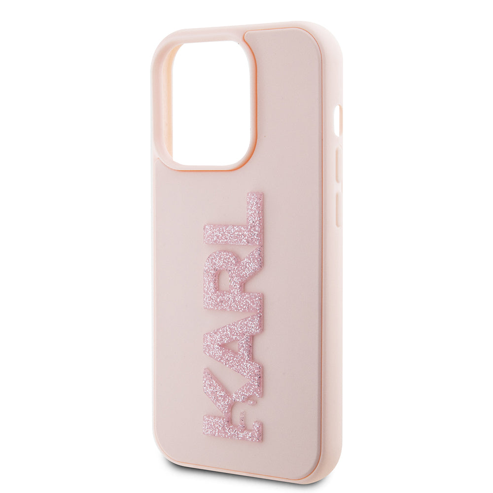 Futrola za Apple iPhone 15 Pro, Karl Lagerfeld, 3D Rubber Glitter Logo Karl, Roza