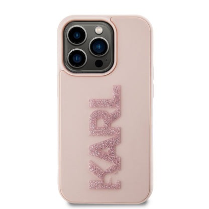 Futrola za Apple iPhone 15 Pro, Karl Lagerfeld, 3D Rubber Glitter Logo Karl, Roza