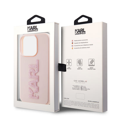 Futrola za Apple iPhone 15 Pro, Karl Lagerfeld, 3D Rubber Glitter Logo Karl, Roza