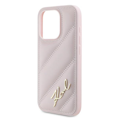 Futrola za Apple iPhone 15 Pro, Karl Lagerfeld, Diagonal Quilted Script, Roza