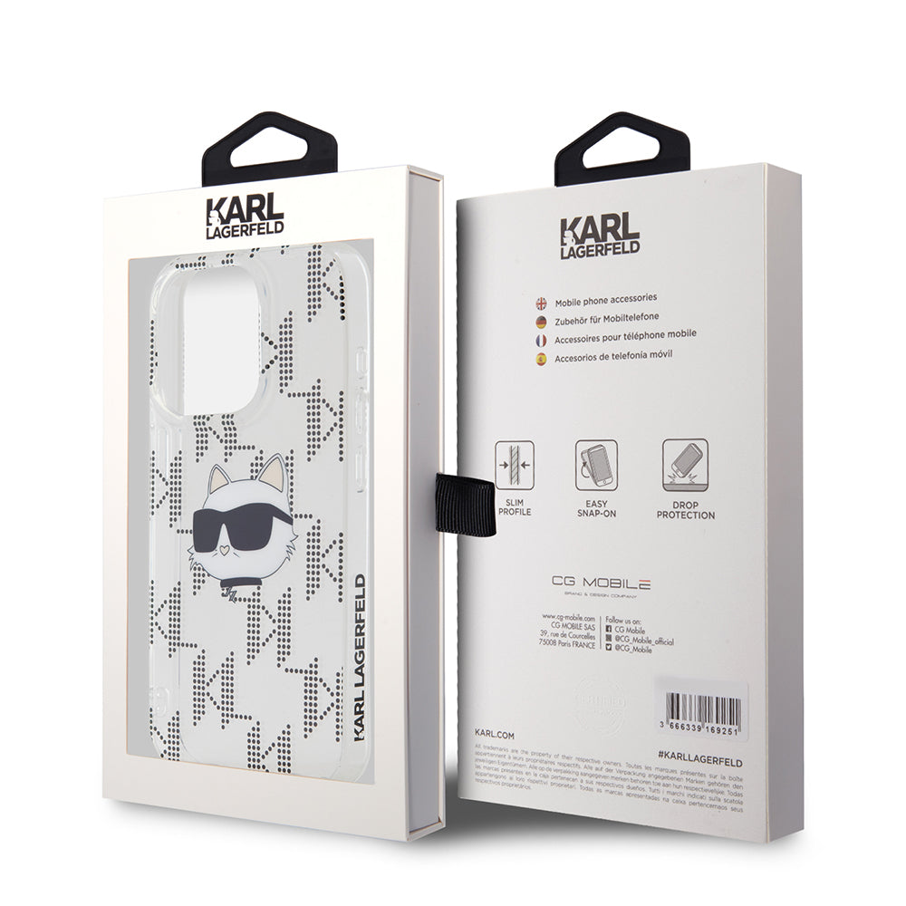 Futrola za Apple iPhone 15 Pro, Karl Lagerfeld, IML Electroplated Choupette Head, Prozirna