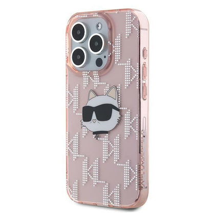 Futrola za Apple iPhone 15 Pro, Karl Lagerfeld, IML Luxury Monogram Choupette's Head, Roza