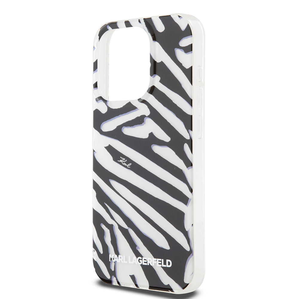 Futrola za Apple iPhone 15 Pro, Karl Lagerfeld, IML Luxury Zebra Pattern with Strap, Crna