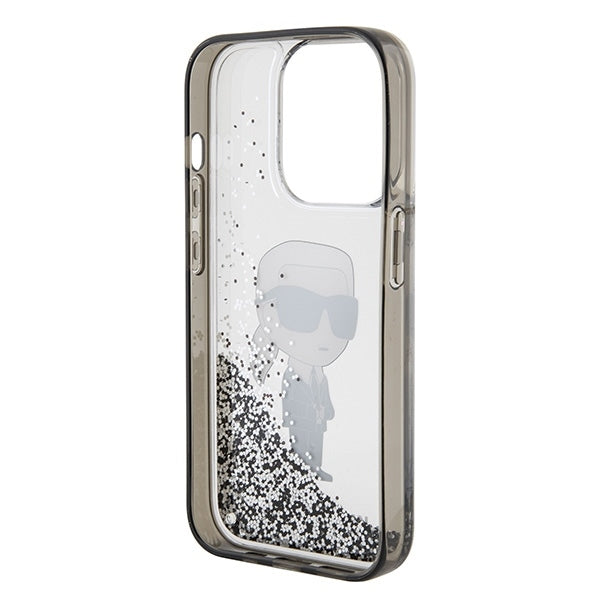 Futrola za Apple iPhone 15 Pro, Karl Lagerfeld, Liquid Glitter Ikonik Karl, Prozirna