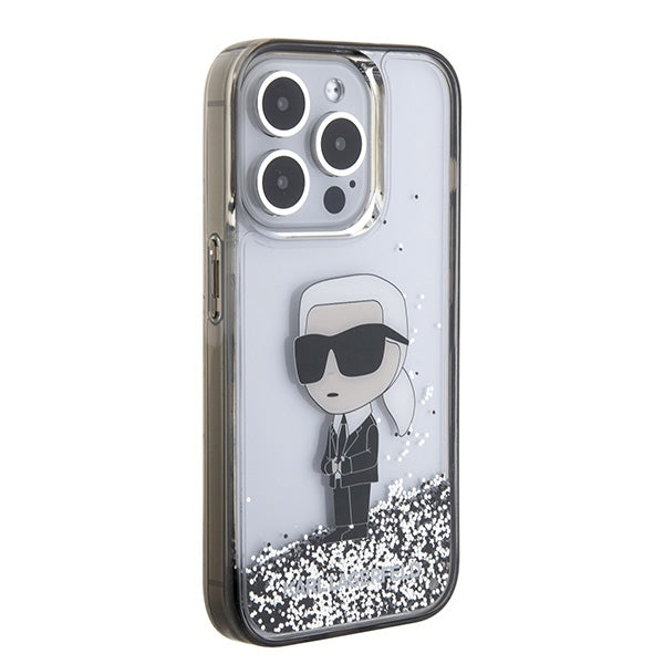 Futrola za Apple iPhone 15 Pro, Karl Lagerfeld, Liquid Glitter Ikonik Karl, Prozirna