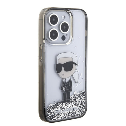 Futrola za Apple iPhone 15 Pro, Karl Lagerfeld, Liquid Glitter Ikonik Karl, Prozirna